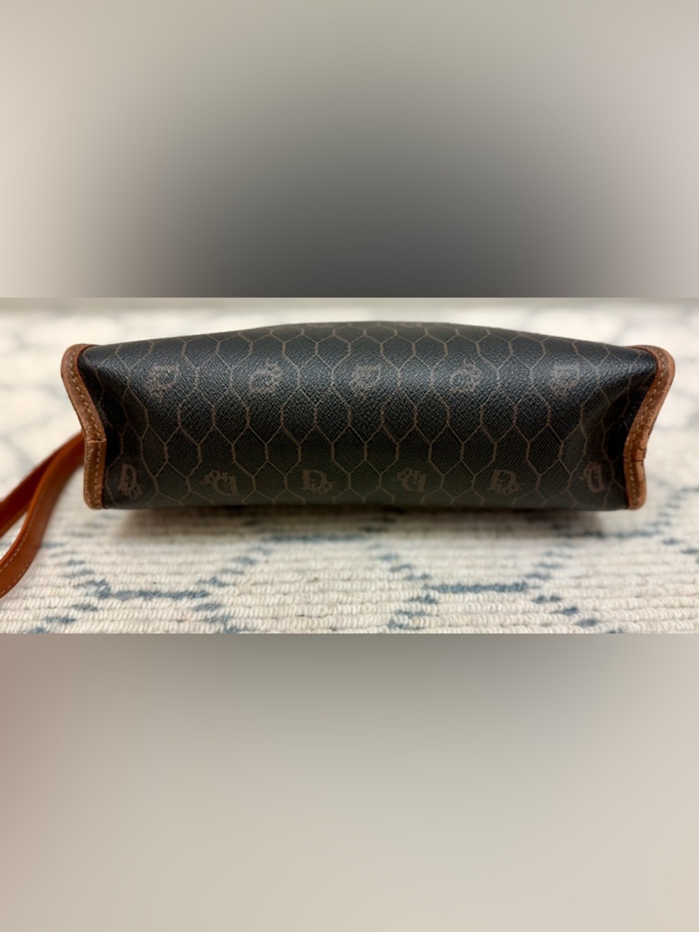 DIOR Vintage Iconic Honeycomb Monogram Brown Coated Canvas Wristlet Clutch Bag - Picture 4 of 16